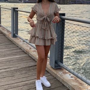 ruffled bohemian style striped dress